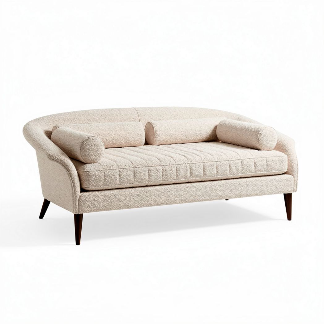 Gray upholstered daybed with wooden legs and spacious sleeping area 200 x 90 x 80cm