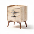 Wooden nightstand with three drawers and tapered legs dimensions 40 x 40 x 50cm
