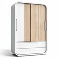 Sliding door wardrobe with drawers in white finish 180 x 90 x 40cm