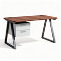 Wooden desk with metal legs and two drawers 150 x 70 x 75cm