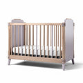 Wooden baby crib with removable mattress in natural and lavender finish 120 x 60 x 90cm