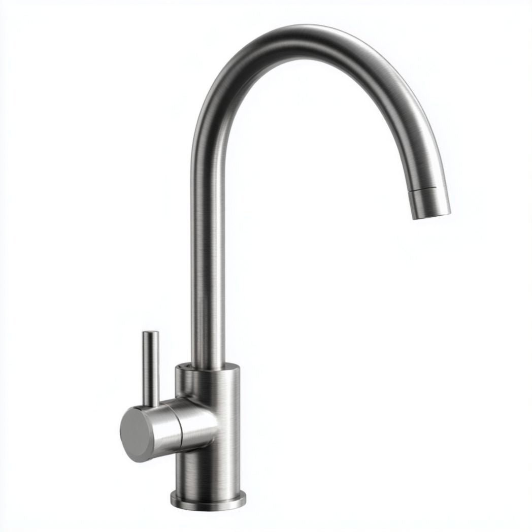 Stainless steel kitchen faucet with pull-down sprayer and 360-degree rotation