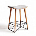 Fabric upholstered bar stool with wood legs and metal base 40 x 40 x 75cm