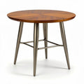 Round wooden dining table with black metal legs 80 x 80 x 75cm