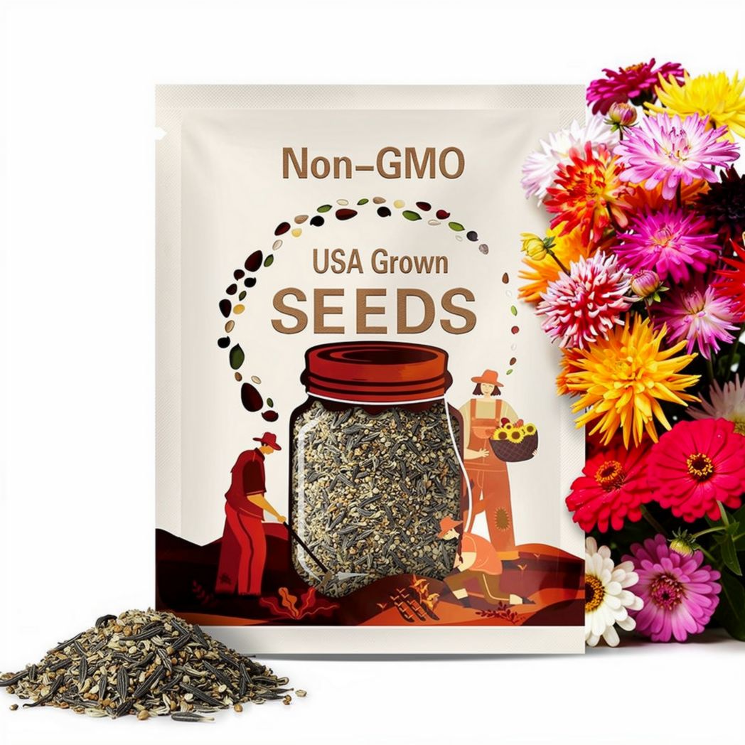 290 Zinnia Cactus Flower Seeds: Heirloom Autumn Mix, Pollinator Friendly
