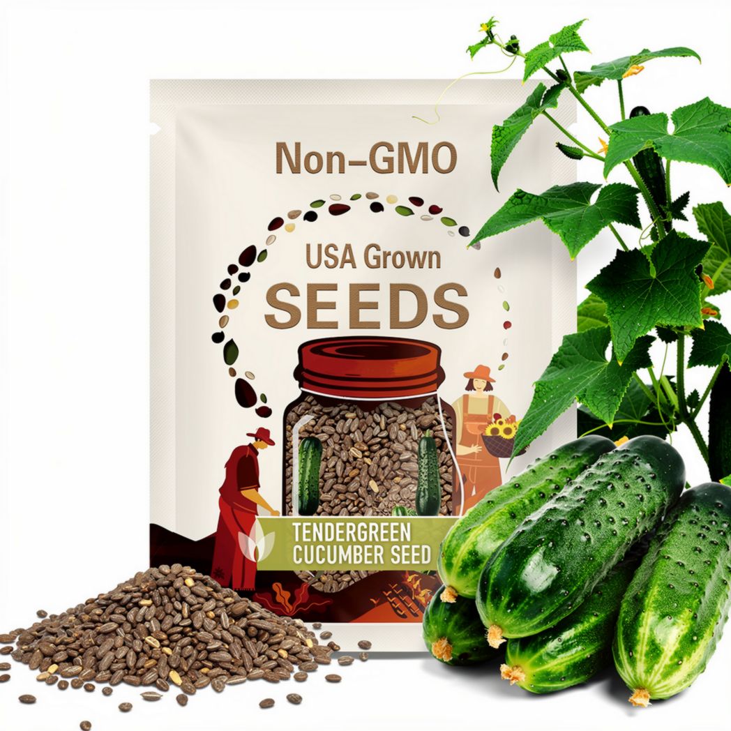 Tendergreen Burpless Cucumber Seeds - Heirloom Seeds, Heavy Yield, Slicing Cucumber, Pickling Cucumber, Open Pollinated, Non-GMO