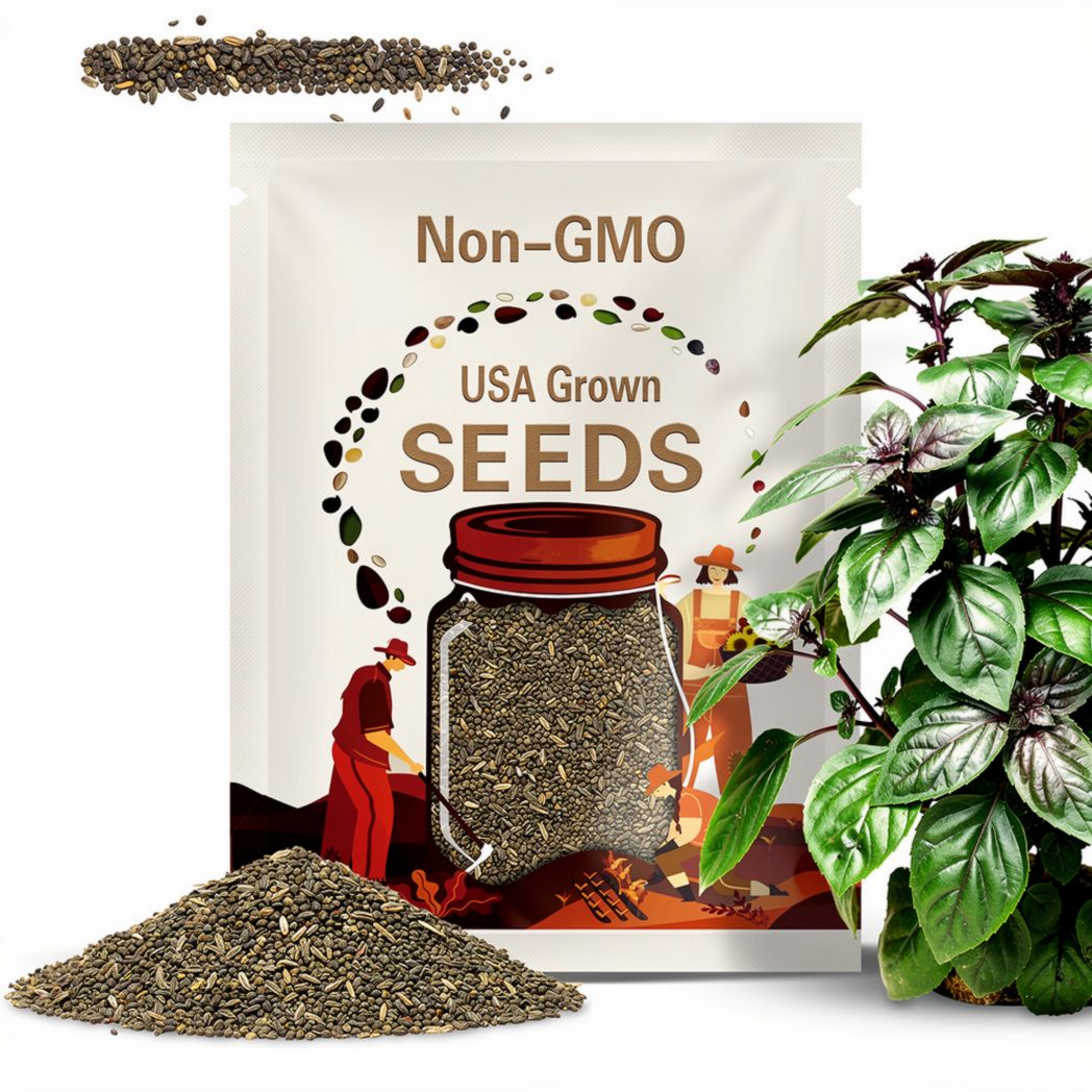 Thai Basil purple (Ocimum Basilicum) NON-GMO 450+ seeds Micro Green! Free Shipping!