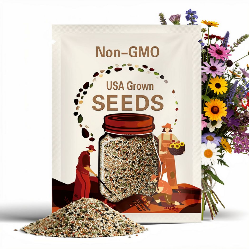 Perennial Wildflower Mix – 1,000 Seeds, Heirloom Flowers, Long-Lasting Color, Returns Every Year, Garden Favorite