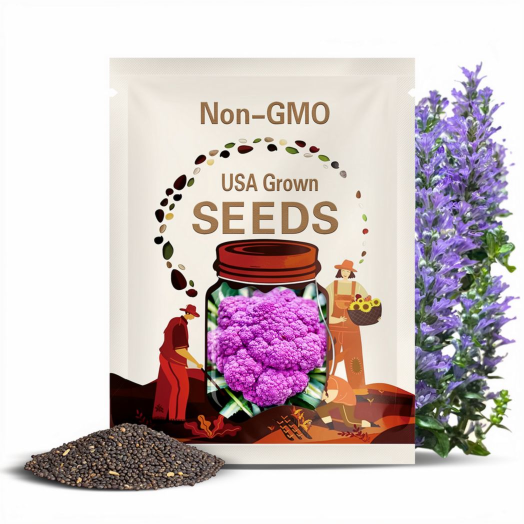 Purple Sicilian Cauliflower Seeds: Heirloom, Non-GMO, Open Pollinated
